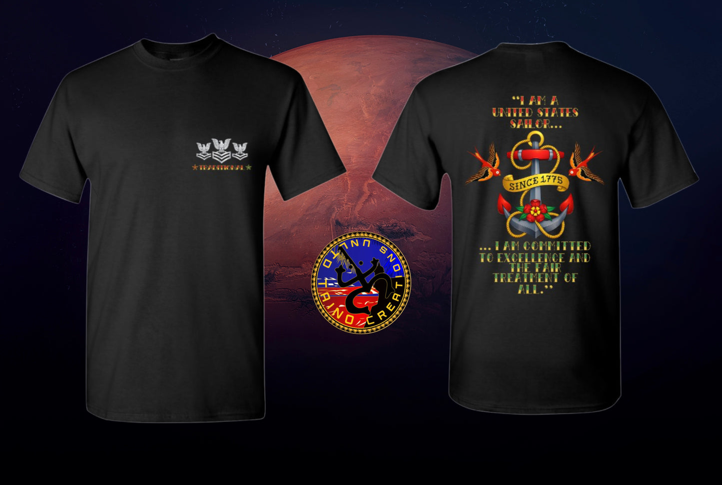 Black Petty Officers - Traditional Sailor’s Creed T-Shirt