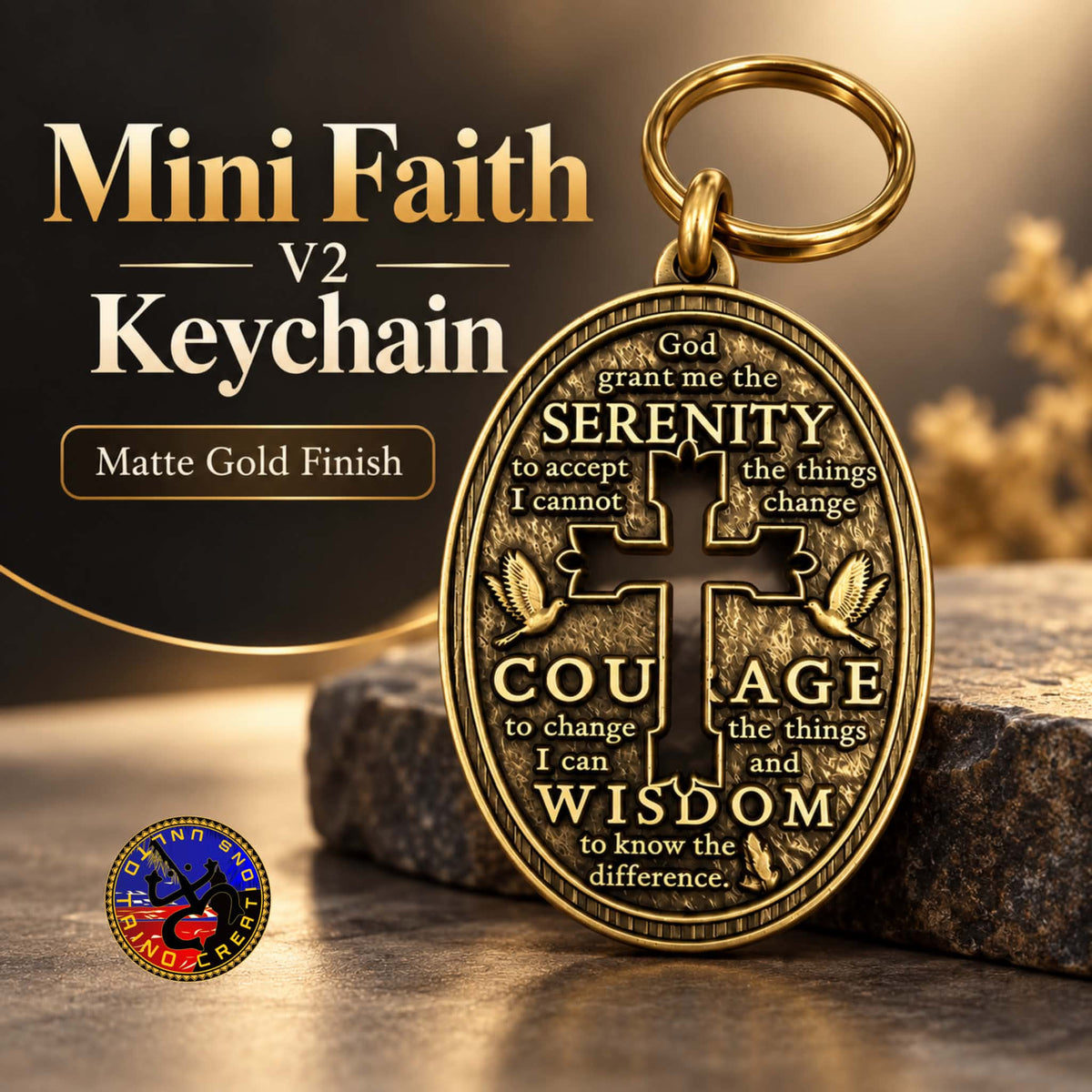 Matte Gold Mini Faith Keychain - Will close sale on Saturday