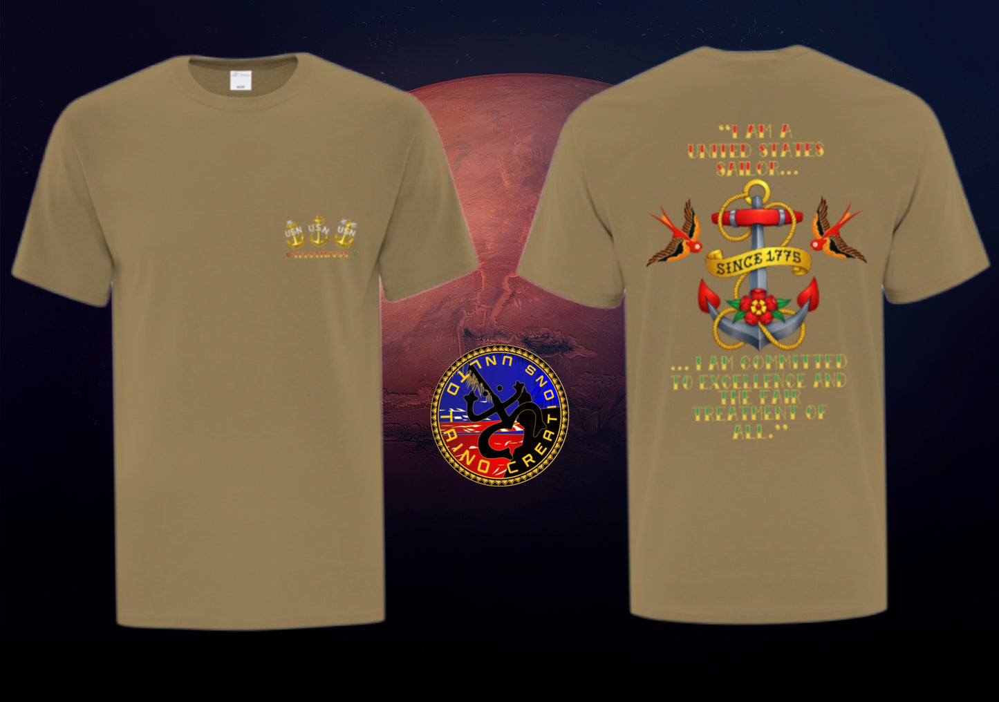 Brown Tri Anchors CPO - Traditional Sailor’s Creed T-Shirt