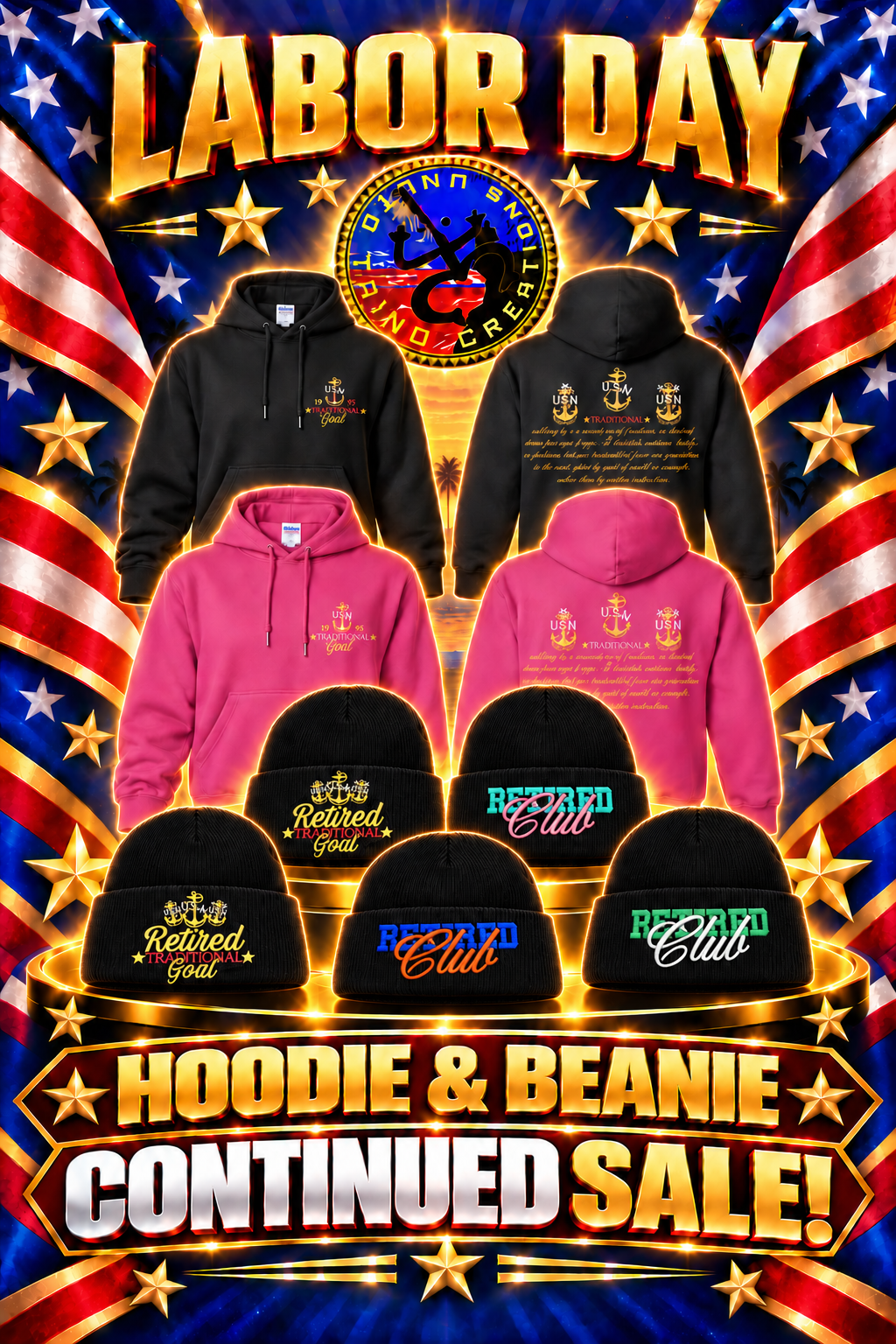 LABOR DAY 2! Chief Black & Pink Hoodies