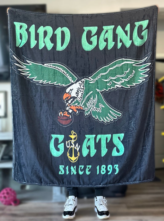 Bird Gang Goats Throw Blankets