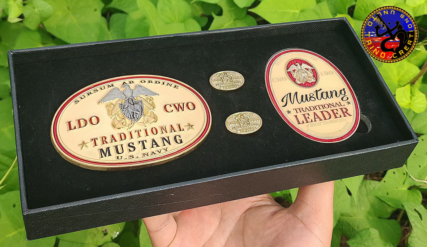 Mustang Gift Set. Buckle, Cufflinks, & Coin.