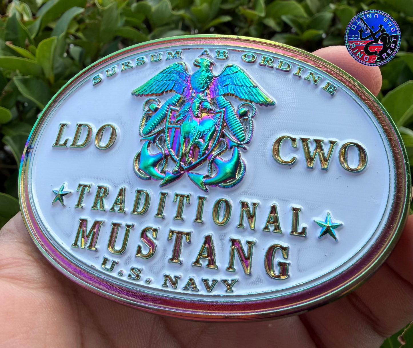 OD & White Mustang Buckle - On Hand